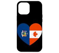 New York and Canada Flags: Heart Shaped Unity Custodia per iPhone 12 Pro Max
