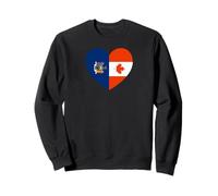 New York And Canada Flags: Heart Shaped Unity Felpa