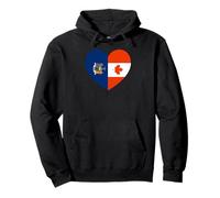 New York And Canada Flags: Heart Shaped Unity Felpa con Cappuccio