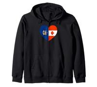 New York And Canada Flags: Heart Shaped Unity Felpa con Cappuccio