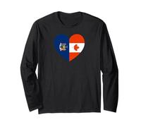 New York And Canada Flags: Heart Shaped Unity Maglia a Manica