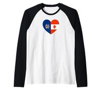 New York And Canada Flags: Heart Shaped Unity Maglia con Maniche Raglan