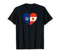New York And Canada Flags: Heart Shaped Unity Maglietta
