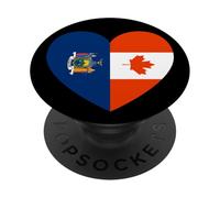 New York and Canada Flags: Heart Shaped Unity PopSockets PopGrip Adesivo
