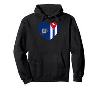 New York And Cuba Flags: Heart Shaped Unity Felpa con Cappuccio