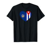 New York And Cuba Flags: Heart Shaped Unity Maglietta