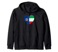 New York and Italy Flags: Heart Shaped Unity Felpa con Cappuccio