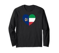 New York and Italy Flags: Heart Shaped Unity Maglia a Manica