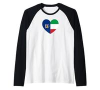New York and Italy Flags: Heart Shaped Unity Maglia con Maniche Raglan