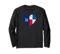New York And Panama Flags: Heart Shaped Unity Maglia a Manica
