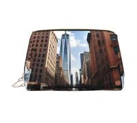 New York - Beauty case portatile con stampa, custodia compatta da viaggio con scomparti interni organizzati per uso quotidiano, Oro, One Size