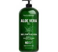New York Biology Aloe Vera Gel per Viso, Pelle e Capelli - Infuso con Olio di Tea Tree - Dalla Pianta di Aloe Vera Fresca - Aloe Vera Idratante per Sollievo Solare e Pelle Secca - 500 ml