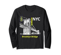 New York, Città, Ponte Brooklyn, Moda, Illustrazione, Grafico Maglia a Manica