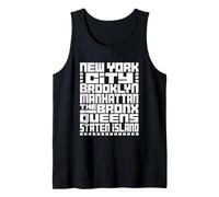 New York City 5 Boroughs Typography T Shirt NYC Graphic Canotta