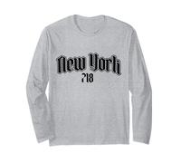New York City 718 Codice Area Old School NYC Bronx Brooklyn Maglia a Manica