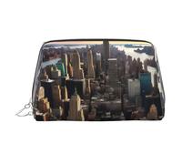 New York City - Beauty case portatile con stampa, custodia da viaggio compatta con scomparti interni organizzati per uso quotidiano, Argento, One Size