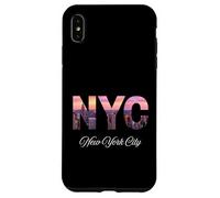 New York City Donne Ragazze Rosa Night Lights of Manhattan Custodia per iPhone XS Max