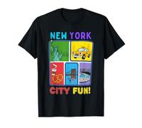 New York City Fun Iconic Landmarks Collage Bambini Maglietta