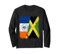 New York City Giamaica Mezza Bandiera New York Giamaicana Heritage Maglia a Manica