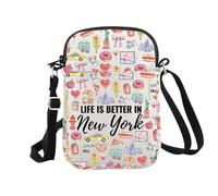 New York City Gift NYC Lover Gift New York Vacation Souvenir Life is Better in New York Makeup Bag, A New York Cr Eu, Borsa cosmetica con stampa