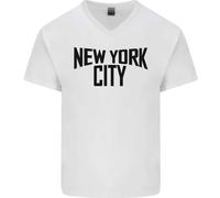 New York City Indossato Da John Lennon Uomo V-Neck In Cotone T-Shirt