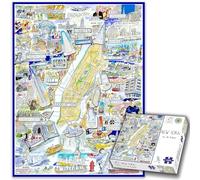Tim Bulmer's Comical Map of New York - Puzzle da 1000 pezzi, monumenti di New York, statua della libertà, Brooklyn, Manhattan, regalo, decorazione per la casa, 66 cm x 50 cm