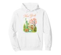 New York City Liberty Brooklyn Bridge Skyline Grafico Felpa con Cappuccio