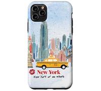 New York City NYC Skyline Taxi acquerello arte carino Custodia per iPhone 11 Pro Max