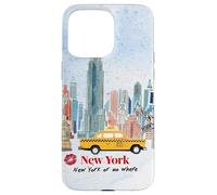 New York City NYC Skyline Taxi acquerello arte carino Custodia per iPhone 15 Pro Max