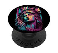 New York City sad statue of liberty Illustration Graphic PopSockets PopGrip Adesivo