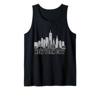 New York City Skyline battito cardiaco statua della libertà NY amante Canotta