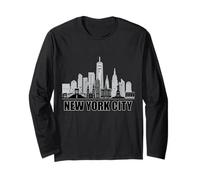 New York City Skyline battito cardiaco statua della libertà NY amante Maglia a Manica