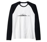 New York City Skyline Battito Cardiaco Statua della libertà NY Amante Maglia con Maniche Raglan
