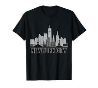 New York City Skyline battito cardiaco statua della libertà NY amante Maglietta