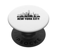 New York City Skyline battito cardiaco statua della libertà NY amante PopSockets PopGrip Adesivo