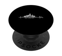 New York City Skyline battito cardiaco statua della libertà NY amante PopSockets PopGrip Adesivo