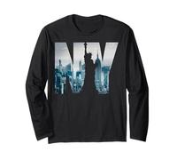 New York City Skyline New York Illustration Graphic Maglia a Manica