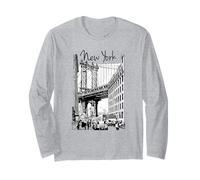 New York City Skyline Sketch Drawing Illustration Graphic Maglia a Manica