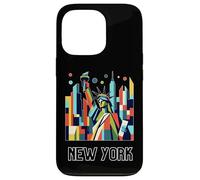 New York City skylines NYC statue of liberty Cubism art Custodia per iPhone 13 Pro