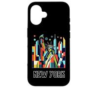 New York City skylines NYC statue of liberty Cubism art Custodia per iPhone 16