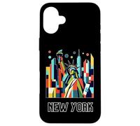 New York City skylines NYC statue of liberty Cubism art Custodia per iPhone 16 Plus