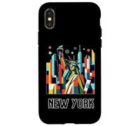 New York City skylines NYC statue of liberty Cubism art Custodia per iPhone X/XS