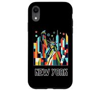 New York City skylines NYC statue of liberty Cubism art Custodia per iPhone XR