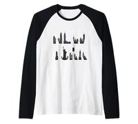 New York City Statua della Libertà Skyline Viaggio Souvenir Maglia con Maniche Raglan