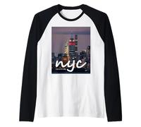 New York City Statue of Liberty Graphic Shirt, New York City Maglia con Maniche Raglan