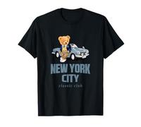 New York City Stylish Teddy Bear Illustration Graphic Design Maglietta