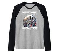 New York Cityscape Monster Triciclo Maglia con Maniche Raglan