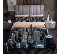 New York Copriletto trapuntato New York City Manhattan Skyline Cityscape Coverlet contemporaneo artistico tramonto paesaggio copertura biancheria da letto 2 pezzi 170X230cm