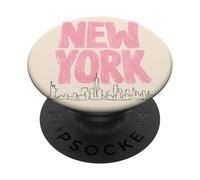 New York, dipinto a mano, skyline della città, tipografia PopSockets PopGrip Adesivo