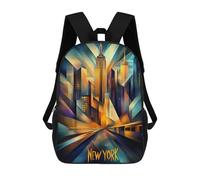 New York Dynamic Cubism - Modern Geometric Skyline Zaino Scolastico Zaino Per Bambini Borsa Scolastica Di Grande Capacità Zaino Per Bambini Per La Scuola Zaino 3D Borsa Per Libri Regali Per Bambini 17